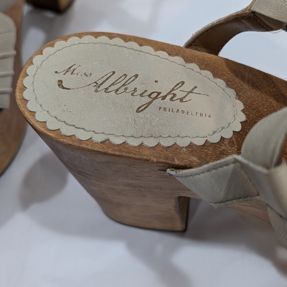 Anthro Miss Albright Platform Sandals, Cream Leather - Picture 6 of 13